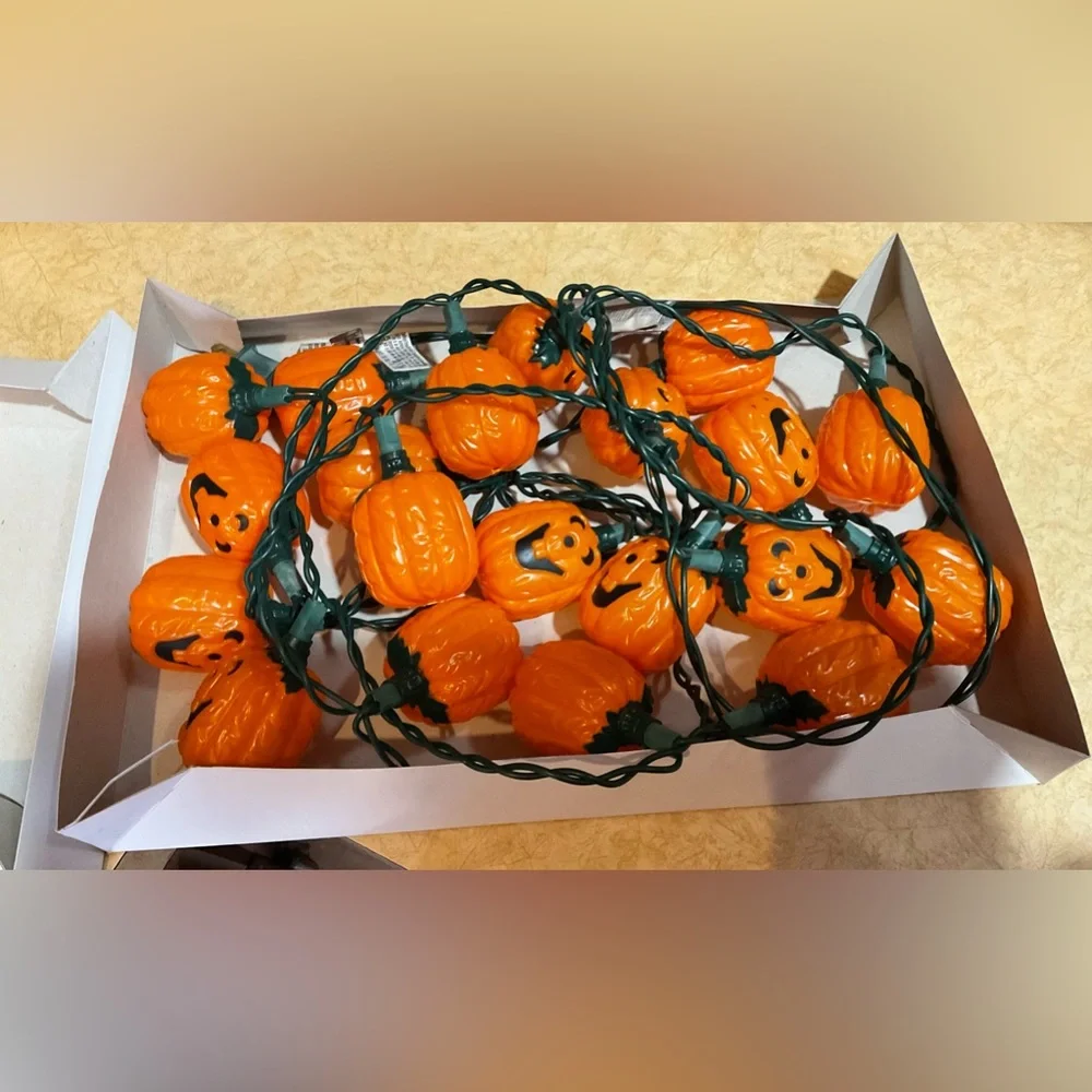 Halloween duo/set of pumpkin dangle lights and ghost pumpkin hanging tree decor